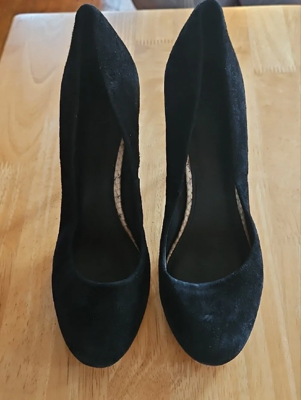 Tory Burch Black Suede Pump with Snakeskin-Print Heel